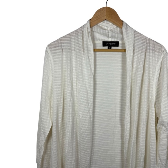 Grayson Women’s Open Semi-Sheer Striped Cardigan in Ivory Size L - Picture 4 of 7